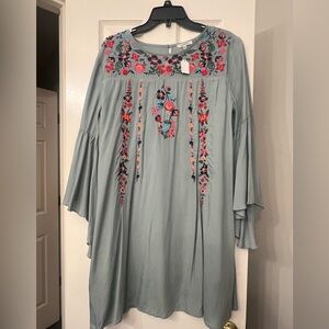 JODIFL Floral Embroidered Tunic - Light Blue